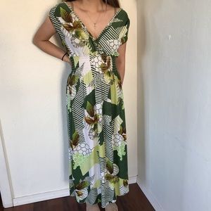 Cute Green Patterned Maxi Dress